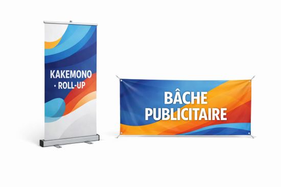 Bannières publicitaires sur fond blanc