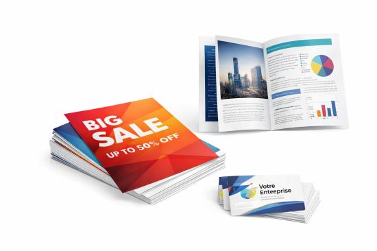 Matériel de marketing imprimé organisé