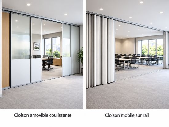 Cloison coulissante vs sur rail