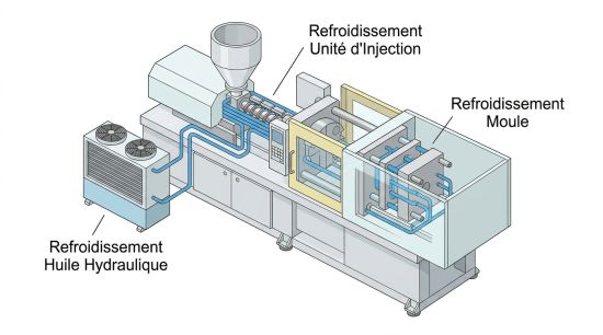 Refroidissement presse injection plasturgie.