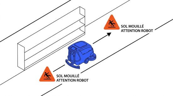 Balisage de sécurité autour du robot laveur