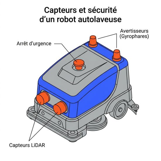 Capteurs et sécurité d'un robot autolaveuse