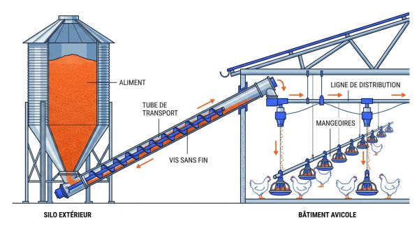 Silo et distribution poule