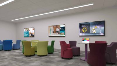 écrans dynamique dans un espace d’accueil