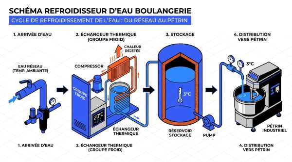 Schéma refroidisseur d'eau boulangerie