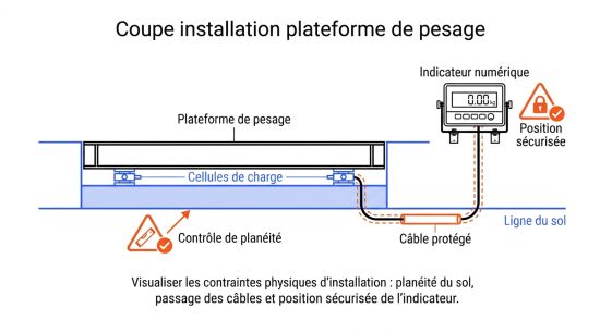 Coupe installation plateforme de pesage