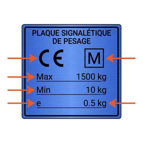 Plaque signalétique de pesage CE M