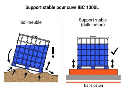 Support stable pour cuve IBC 1000L