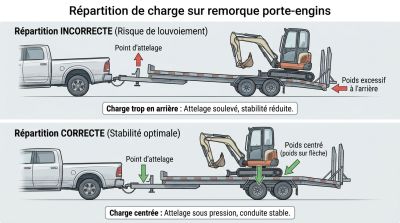 Répartition charge remorque porte-engins