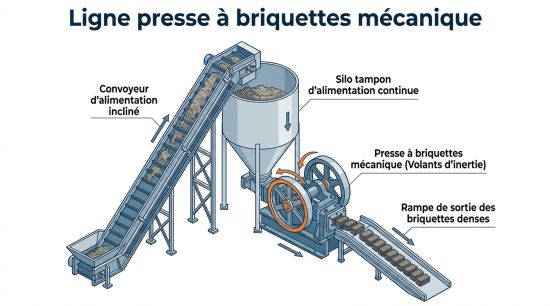 Ligne presse à briquettes mécanique