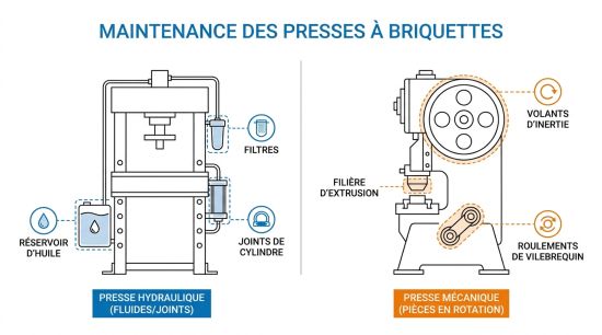 Maintenance des presses à briquettes