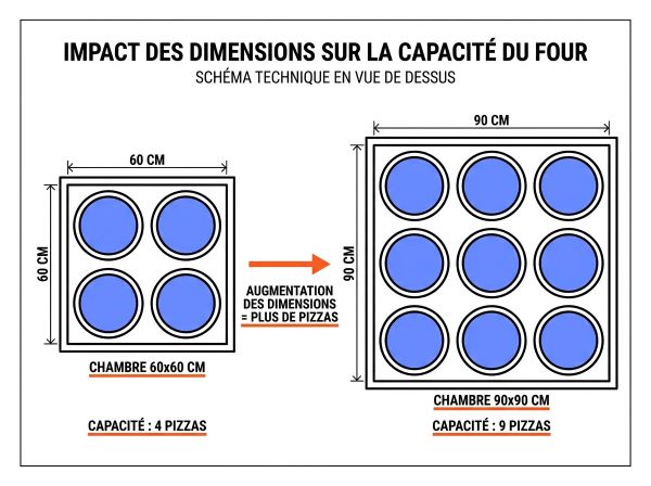 Taille chambre four pizza 60x60 et 90x90