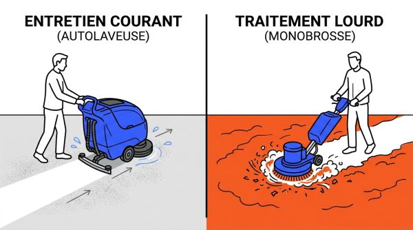 Comparaison lavage autolaveuse décapage