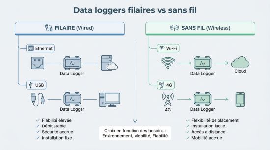 Data loggers filaires vs sans fil