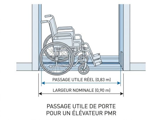 Passage utile de porte pour un élévateur PMR