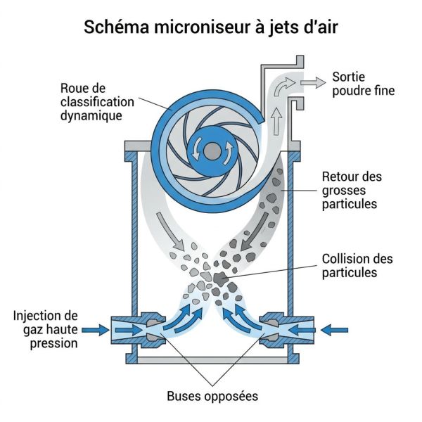 Schéma microniseur à jets d'air