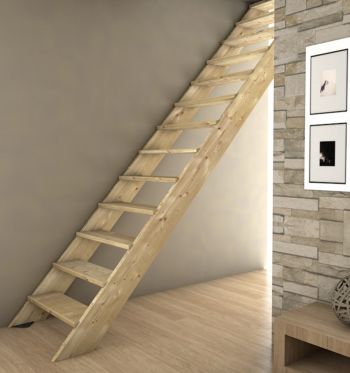 Escalier droit en bois sans rampe