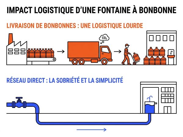 Impact logistique d'une fontaine à bonbonne