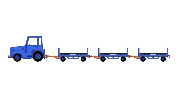 Convoi de remorques aéroportuaires
