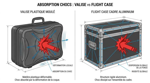 Absorption chocs: valise vs flight case