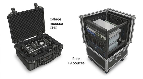 Calage mousse CNC et rack 19 pouces