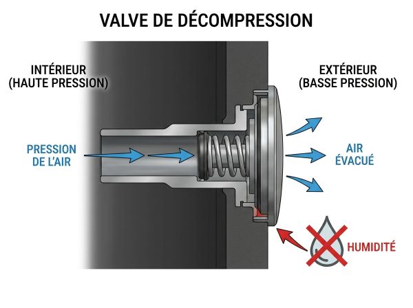Valve de décompression transport aérien