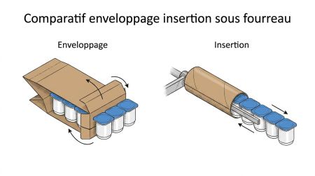Comparatif enveloppage insertion sous fourreau