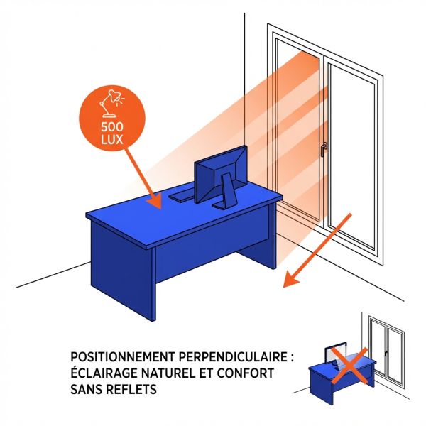 Éclairage bureau open space sans reflet