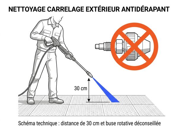 Nettoyage carrelage extérieur antidérapant