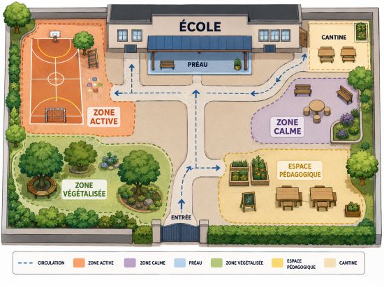 organisation des zone d'une cour d'école