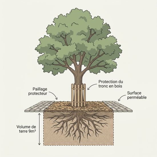 Plantation arbre cour d'école