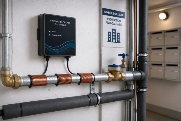 Système anti-calcaire dans local technique