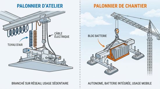 Palonnier à ventouses chantier et atelier