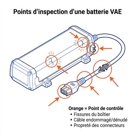 Points d'inspection d'une batterie VAE
