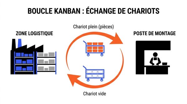 Boucle Kanban et échange de chariot plein vide