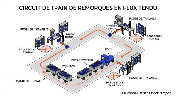 Circuit de train de remorques en flux tendu