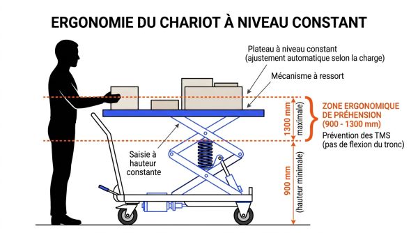 Ergonomie du chariot à niveau constant