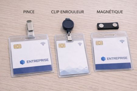 Supports de badge avec différents fixations