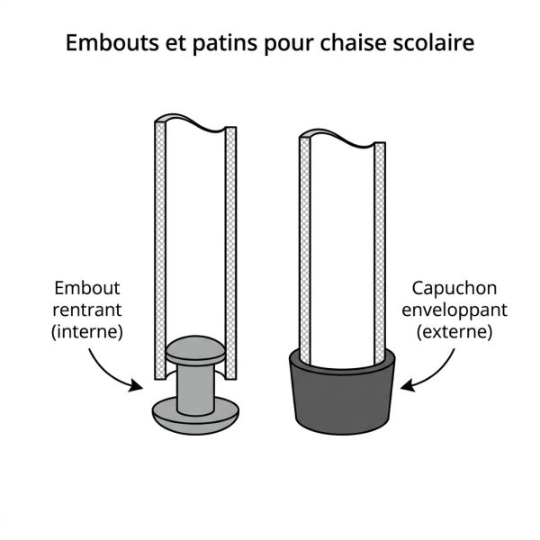 Embouts et patins pour chaise scolaire