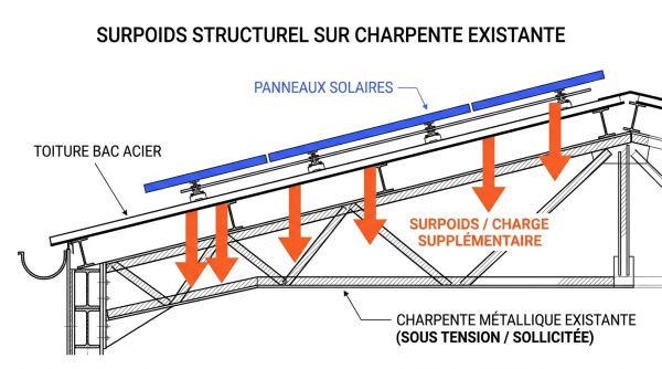Coupe technique surpoids toiture solaire