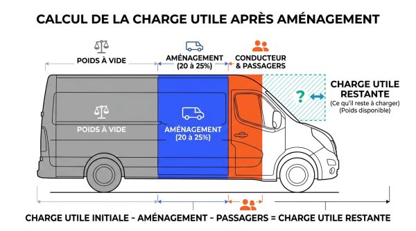 Calcul de la charge utile après aménagement utilitaire.