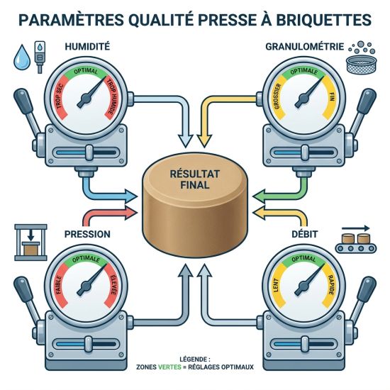 Paramètres qualité presse à briquettes