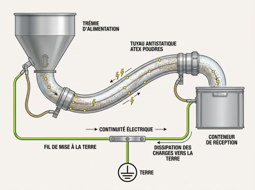 Tuyau antistatique ATEX poudres
