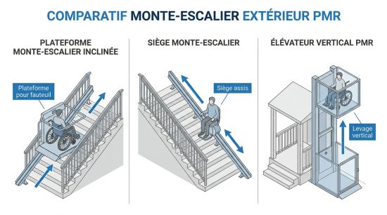 Comparatif monte-escalier extérieur PMR