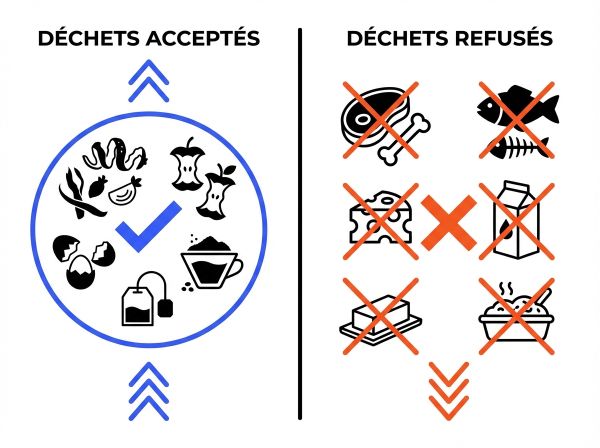 Déchets acceptés et refusés au compost