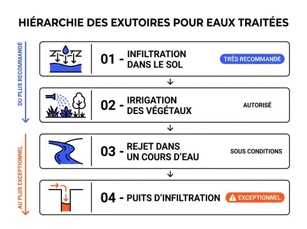 Hiérarchie des exutoires pour eaux traitées