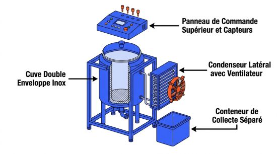 Composants recycleur de solvant industriel