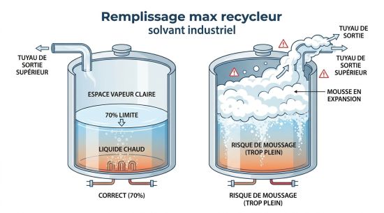 Remplissage max recycleur solvant industriel