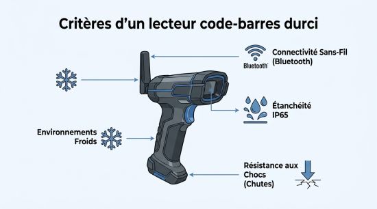 Critères d'un lecteur code-barres durci