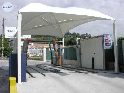 abri pour station de lavage en toile tendue
